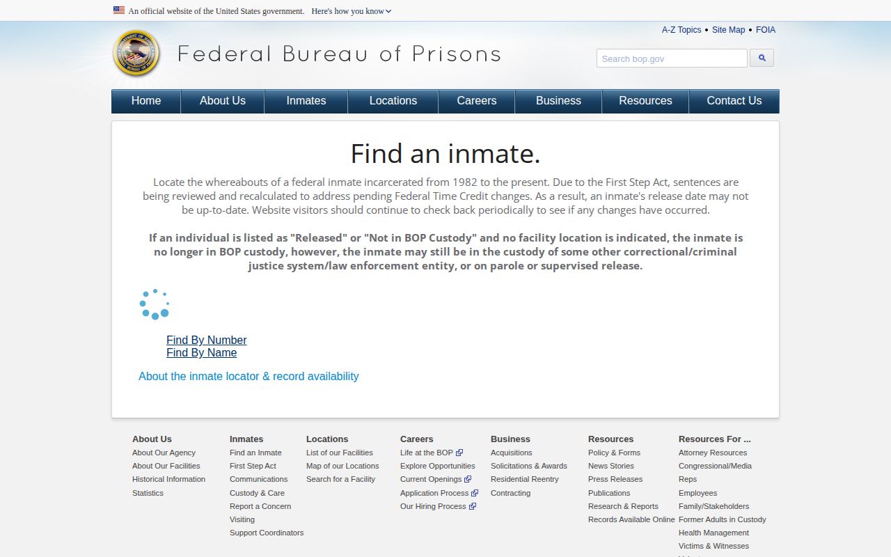 Federal Bureau of Prisons locator for Borden County federal release records