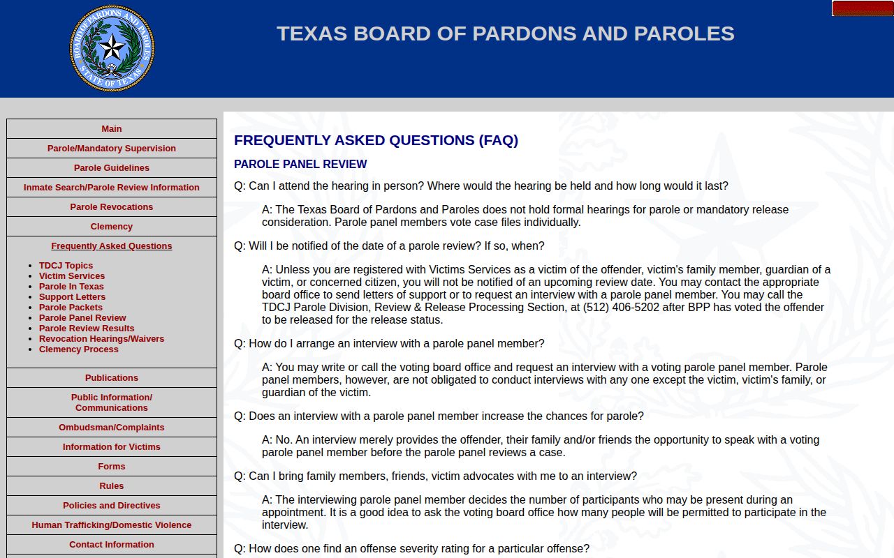 Texas Board of Pardons and Paroles explanation of file voting