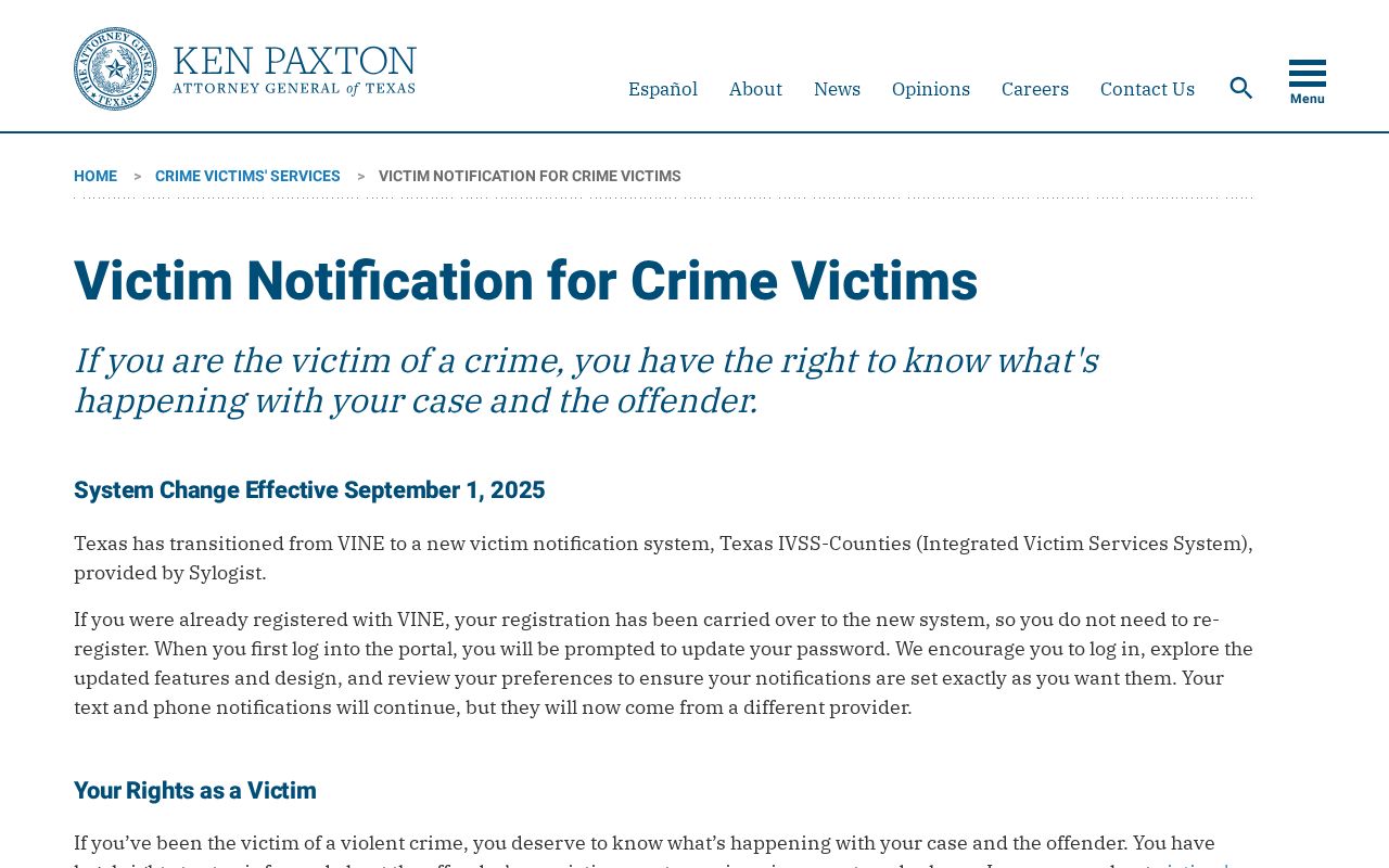 Texas notice changing Borden County release notifications from VINE to IVSS-Counties